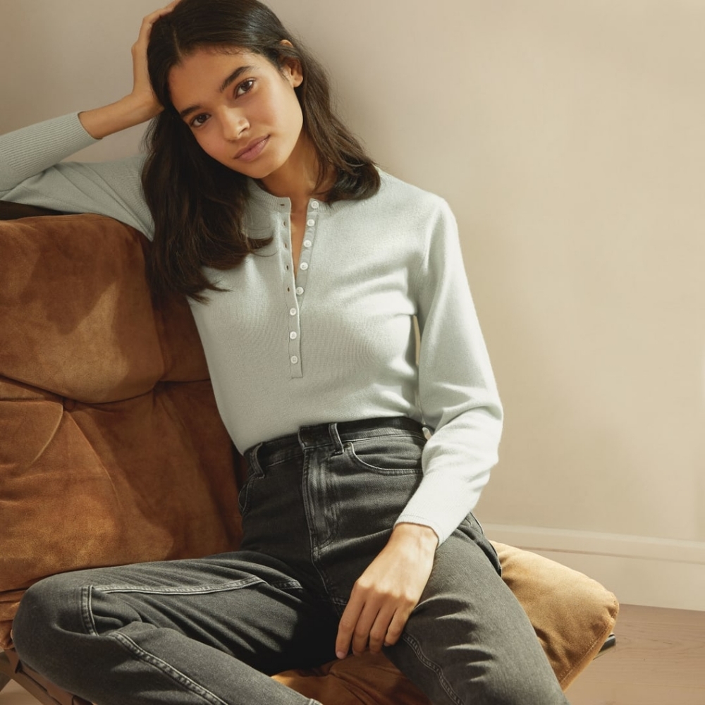 NEW Everlane Cashmere Henley Sweater, size M